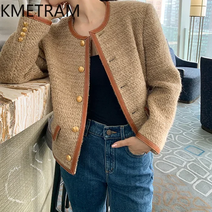 KMETRAM Natuurlijke Wol Tweed Jassen Hoge Kwaliteit Nieuw in Bovenkleding luxe Jas Herfst Kleding Vrouwen 2024 Chaquetas Para Mujer