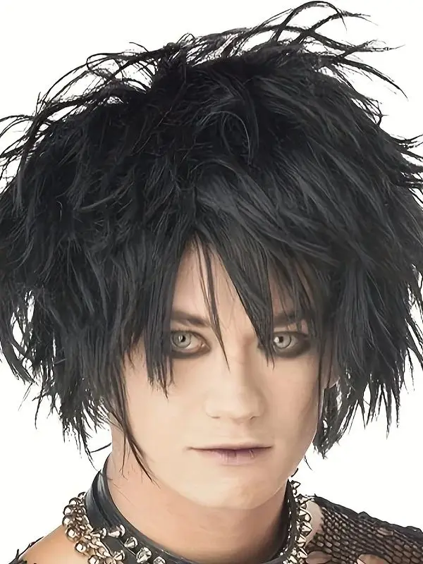 

Synthetic Cosplay wig Men's Midnight Fiend Wig, Black,for Halloween Thanksgiving Day Christmas Music Festival,Dress Up Wig