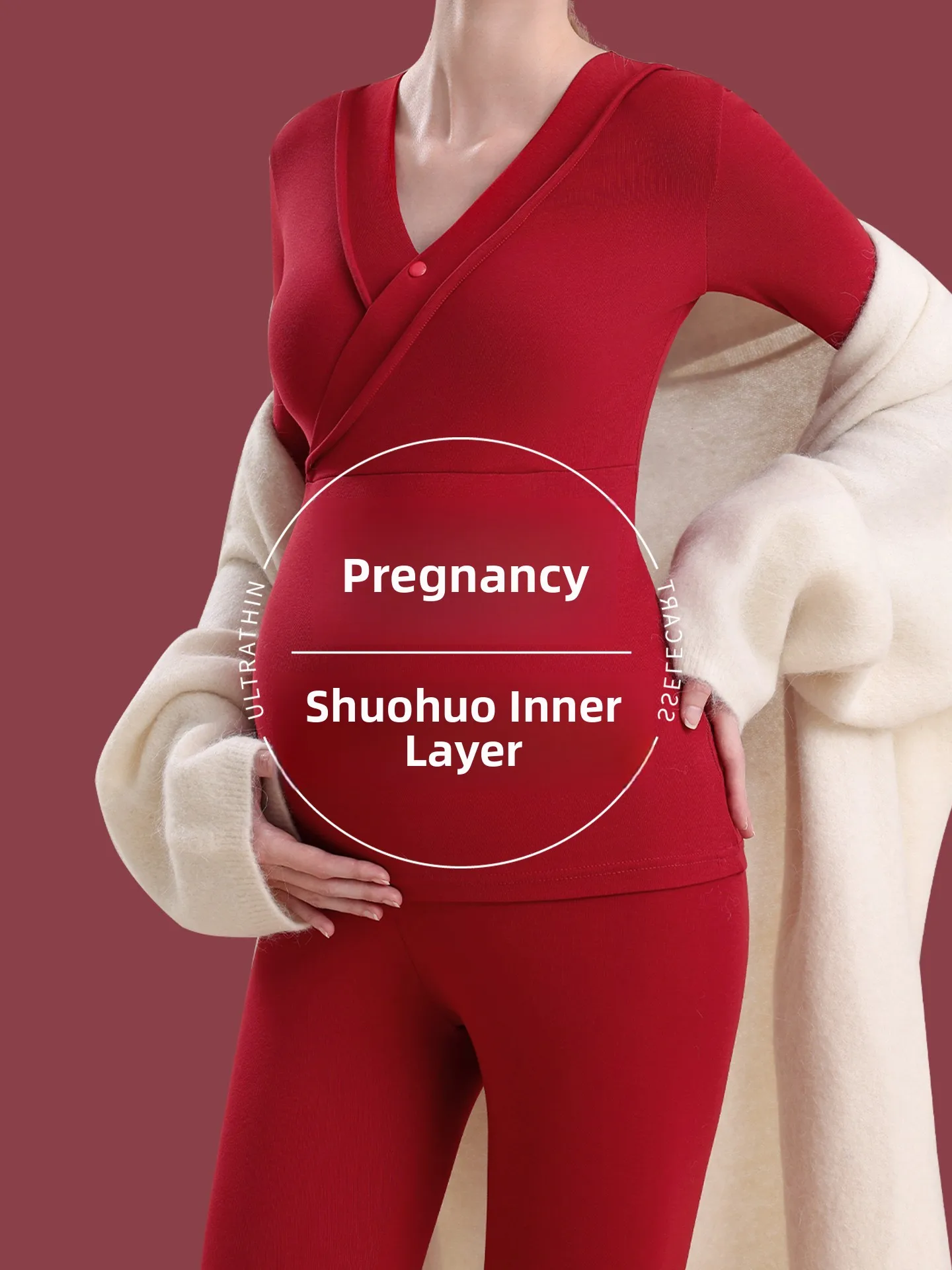 pure-cotton-maternity-nightgown-home-wear-postpartum-bottoming-red-sleepwear-for-pregnant-women-v-neck-long-sleeve-sleep-dress