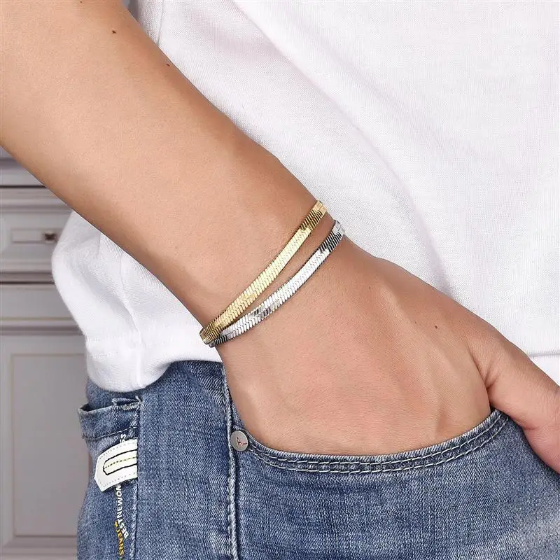 Classic Snake Chain Bracelet Men Women Trend Width 3/4/5mm Stainless Steel Chain Bracelet For Men Jewelry Gift Wholesale