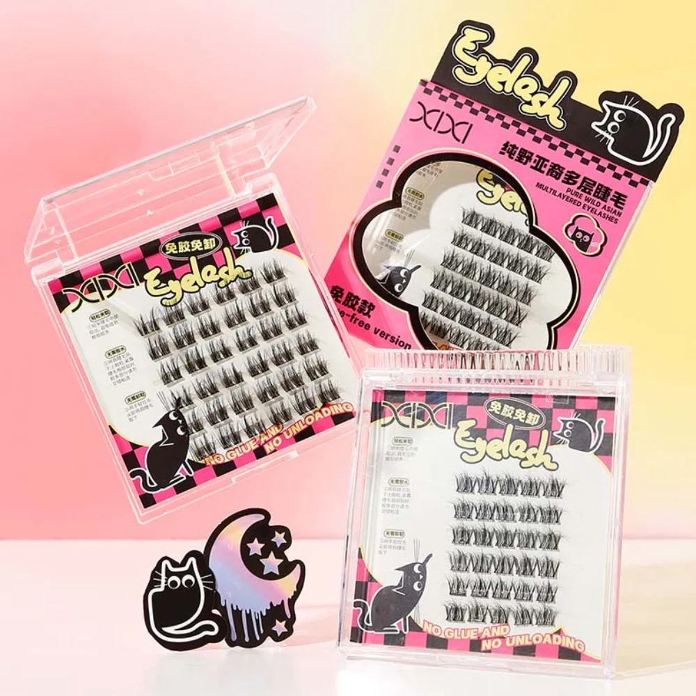 Ciglia finte segmentate senza colla Forma incrociata Ciglia finte creative fai-da-te 7-12mm Ciglia individuali naturali a grappolo