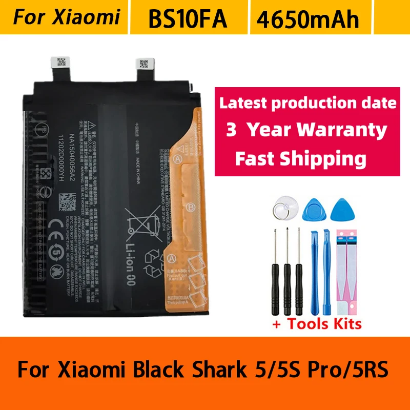 BS10FA 4650mAh Battery For Xiaomi Blackshark Black Shark 5 / 5S Pro / 5RS Phone Replacement Batteries Bateria Batterij+Tools