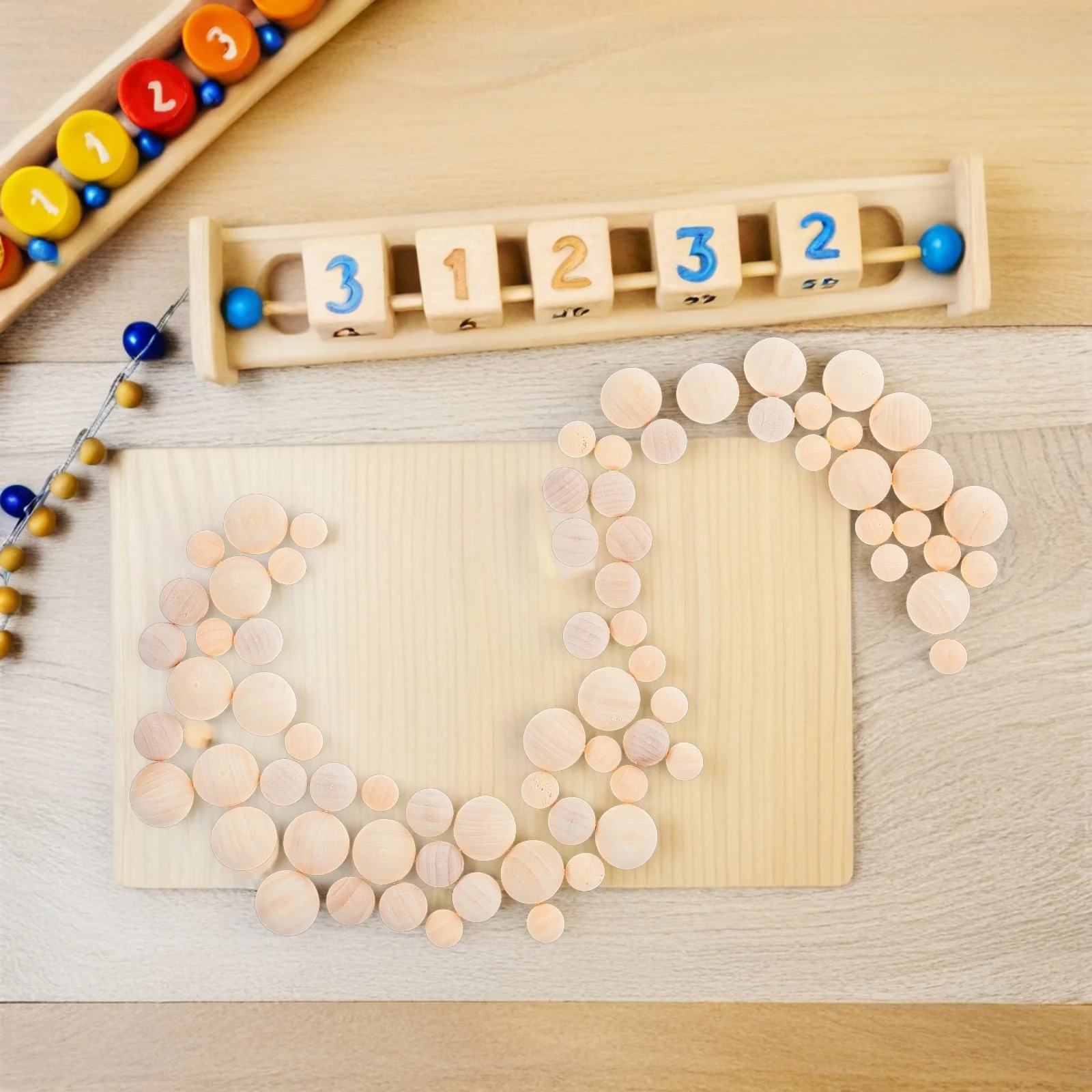 

300Pcs Half Wooden Balls Natural Finish DIY Craft Beads for Early Education Home Decoration Party Supplies Unfinished