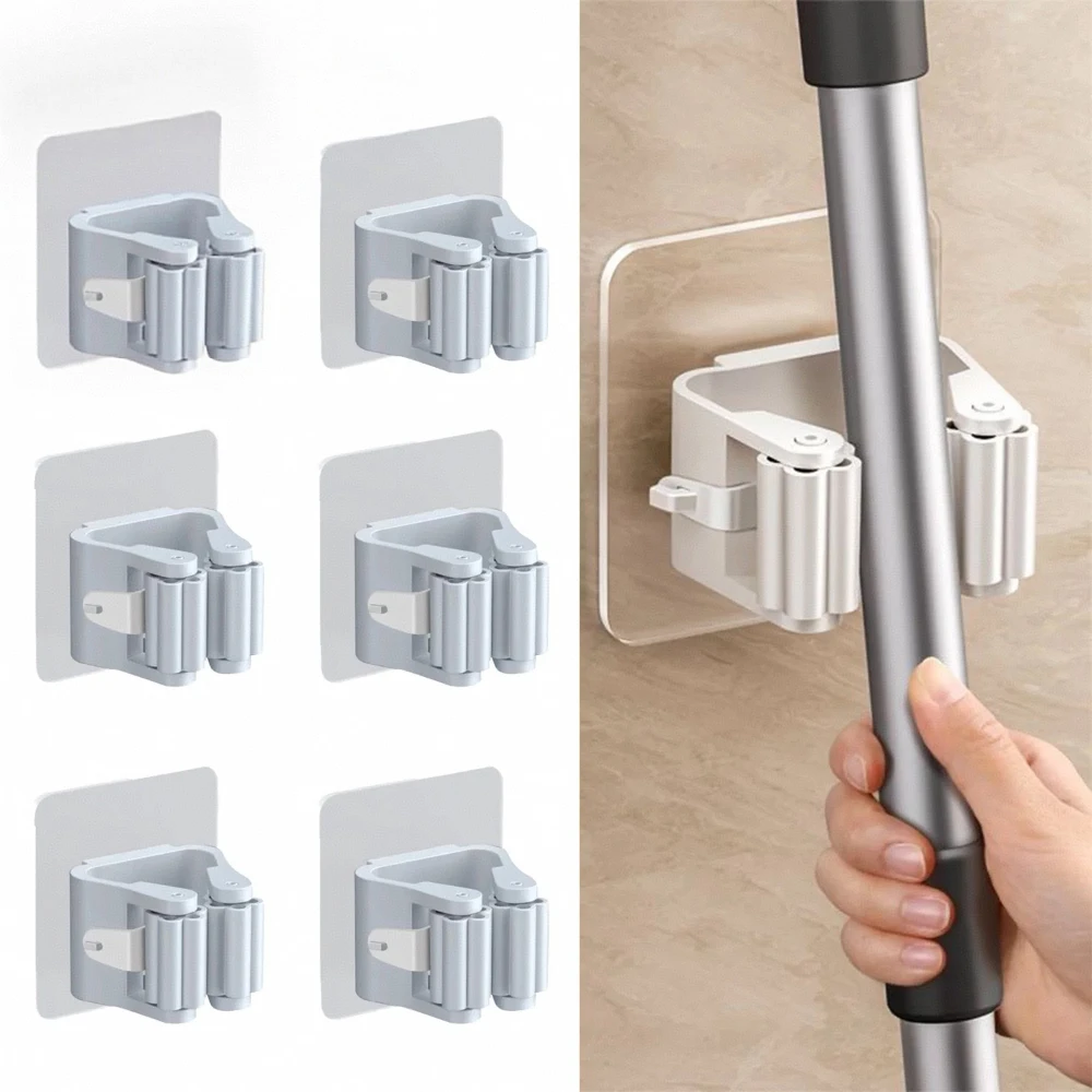 Selbstklebender Mopphalter, Besenständer, ohne Bohren, Wandregal, wasserdichter Organizer für Küche und Badezimmer