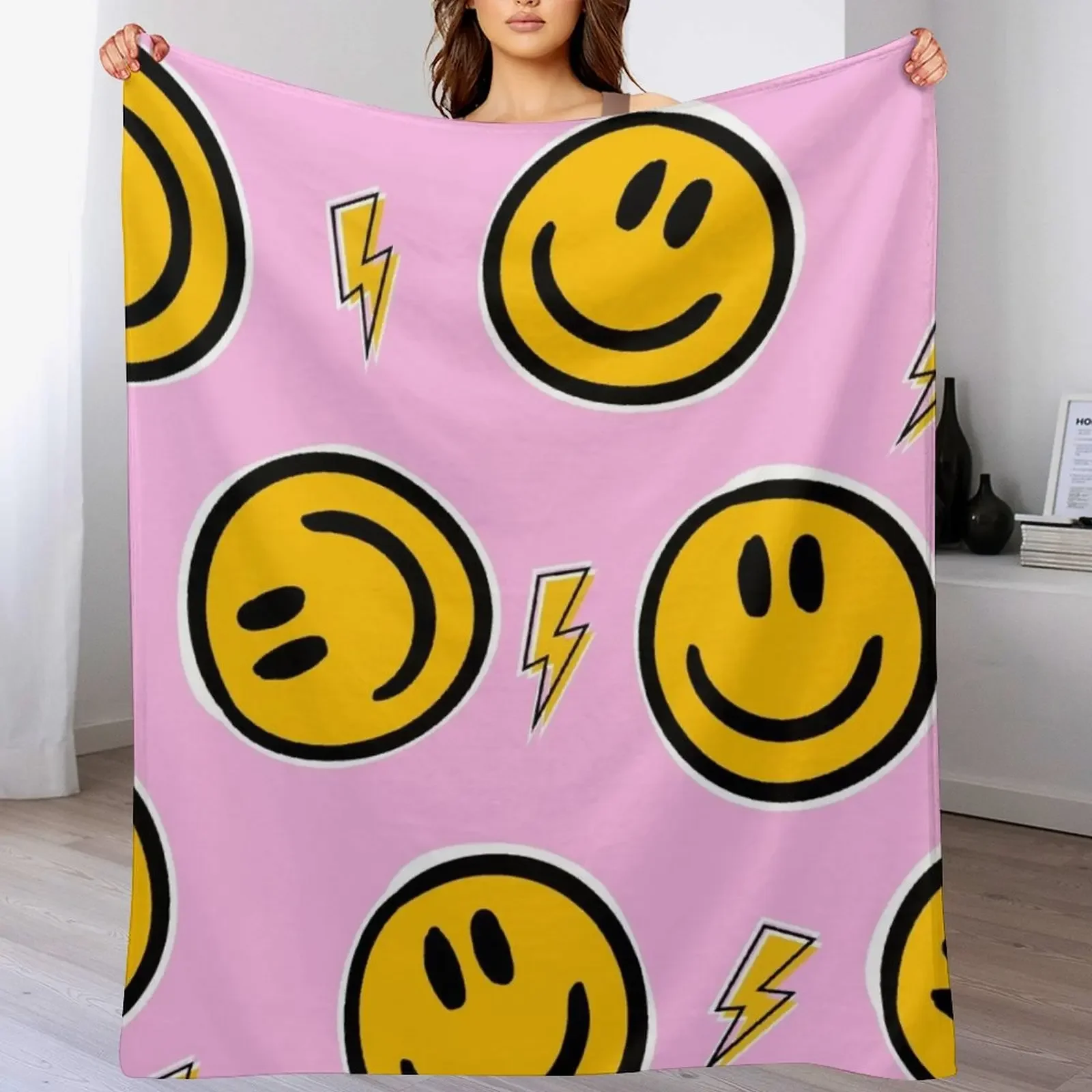 

Preppy School Supplies, Preppy Aesthetic, Preppy, Pink, Smile, Smile Face, Happy Face Throw Blanket Decoratives Blankets