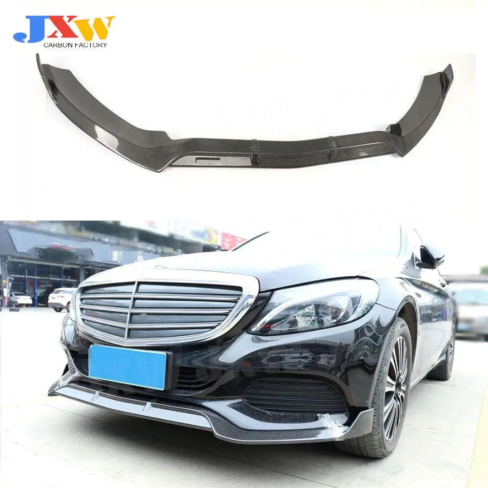 

For C Class Carbon Fiber Front Bumper Lip Spoiler for Mercedes Benz W205 C180 C200 C260 Standard Bumper 15-19 Car Styling