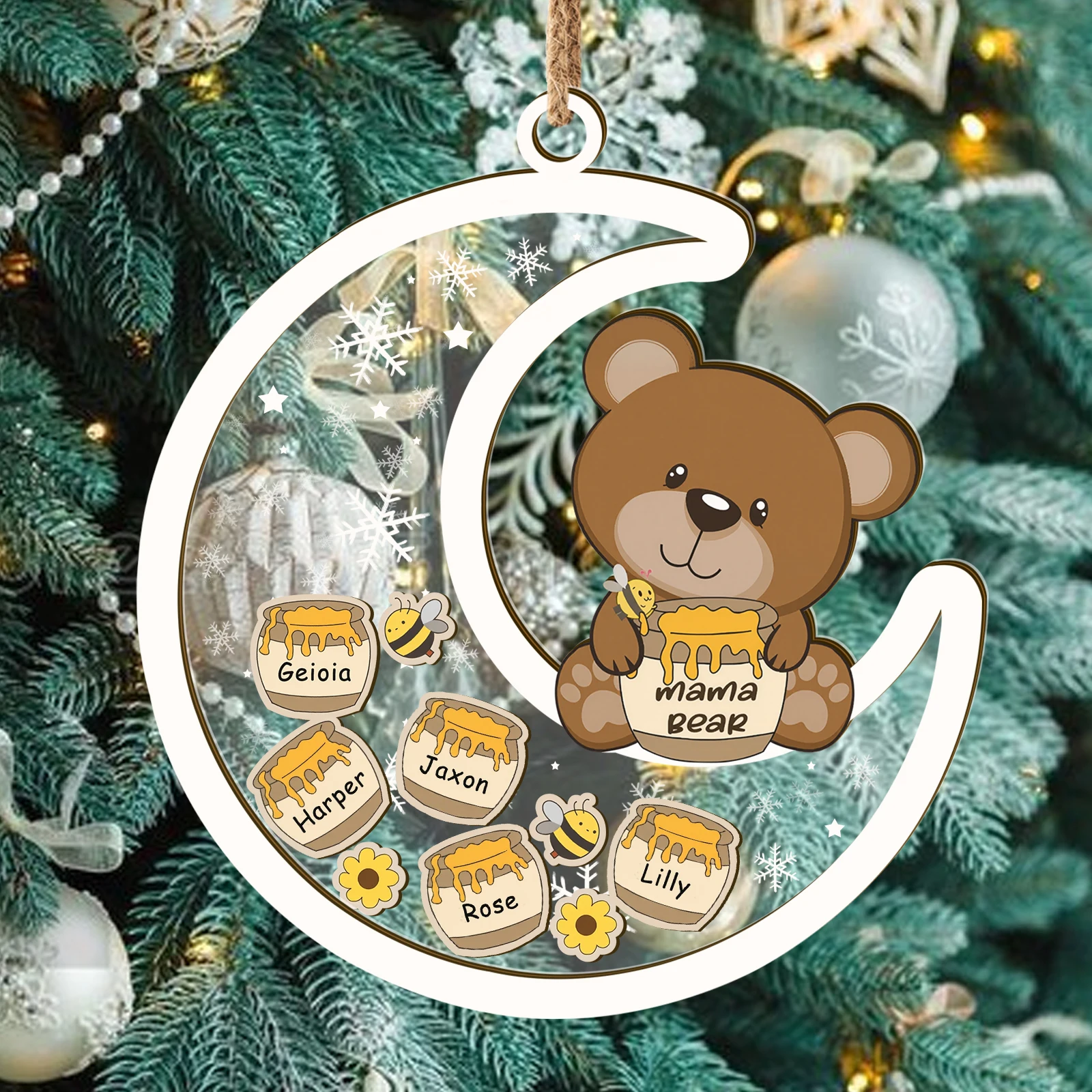 Cozy Family Christmas Tree Ornament - Personalized Name Customization, the Perfect Gift to Add Festive Spiri