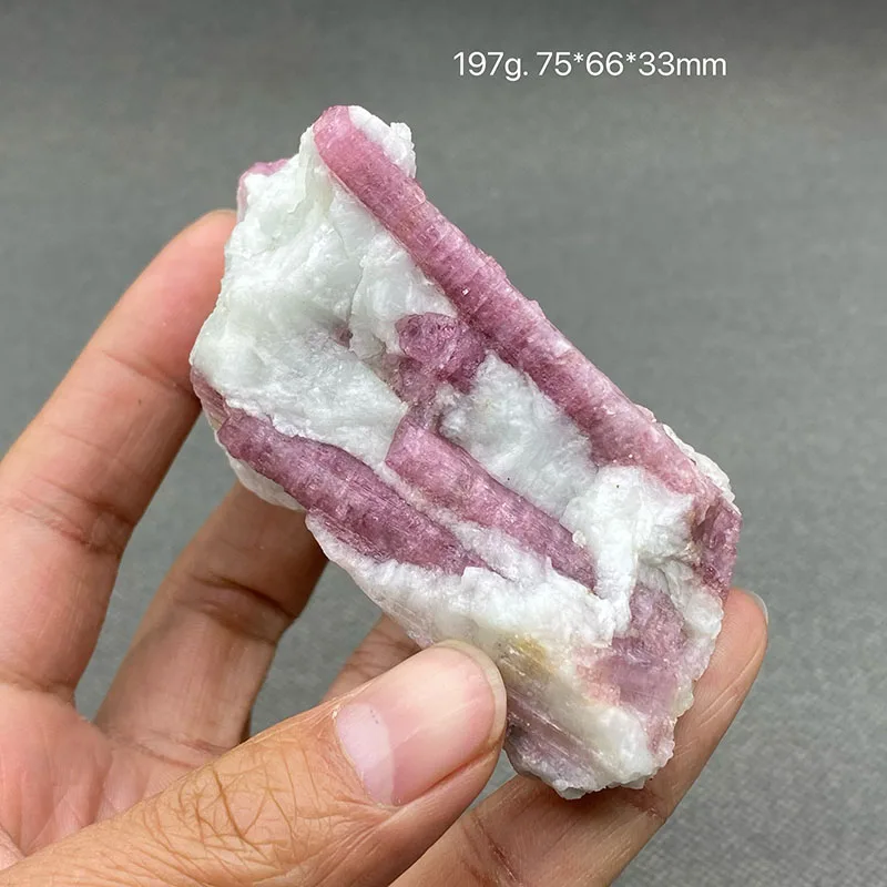 100% natural pink tourmaline rough healed crystal quartz ore specimen