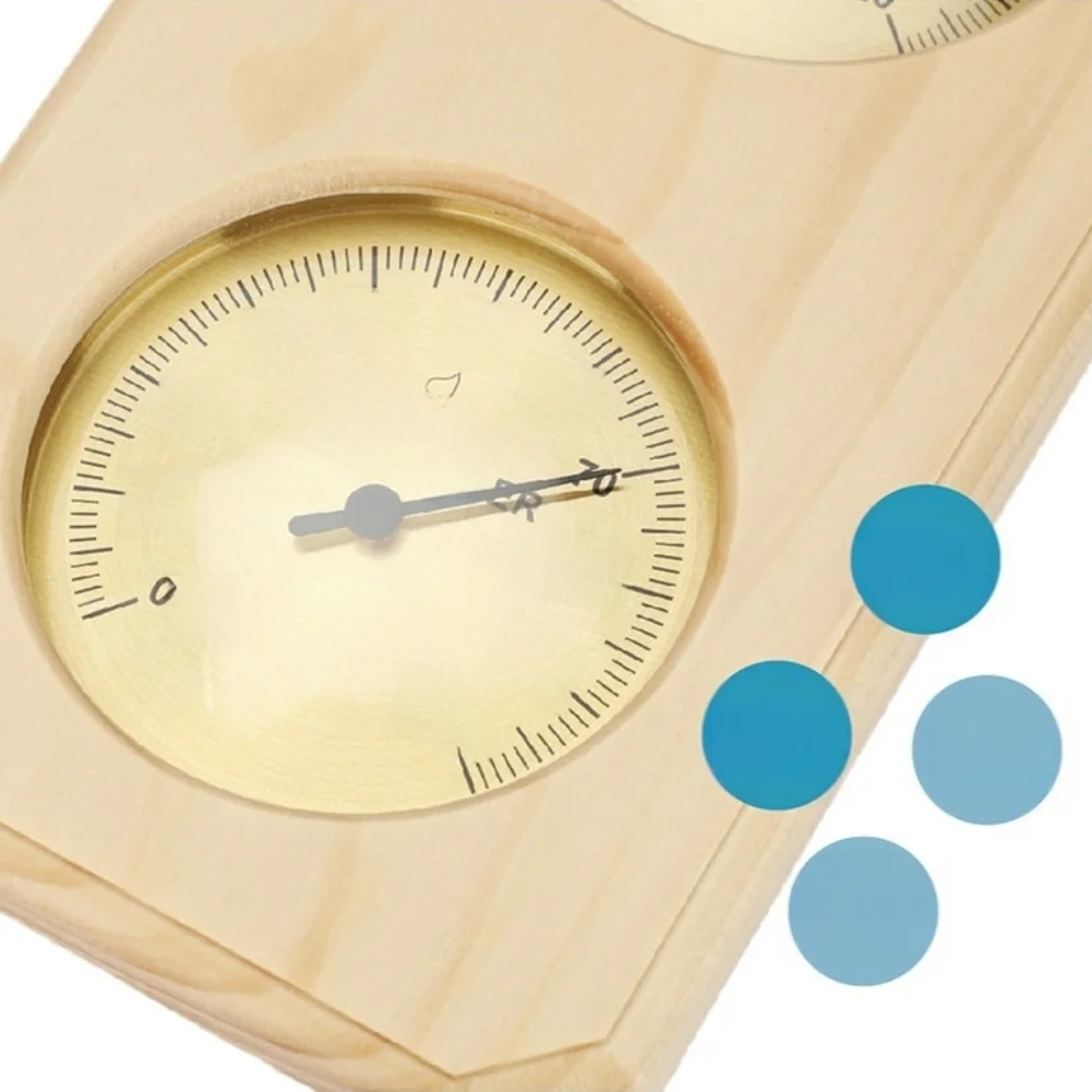 Wooden Sauna Thermometer Hygrometer Dual Scale Wall Mount for Steam Room 0-120 C and 0-100 RH Pine Frame Design