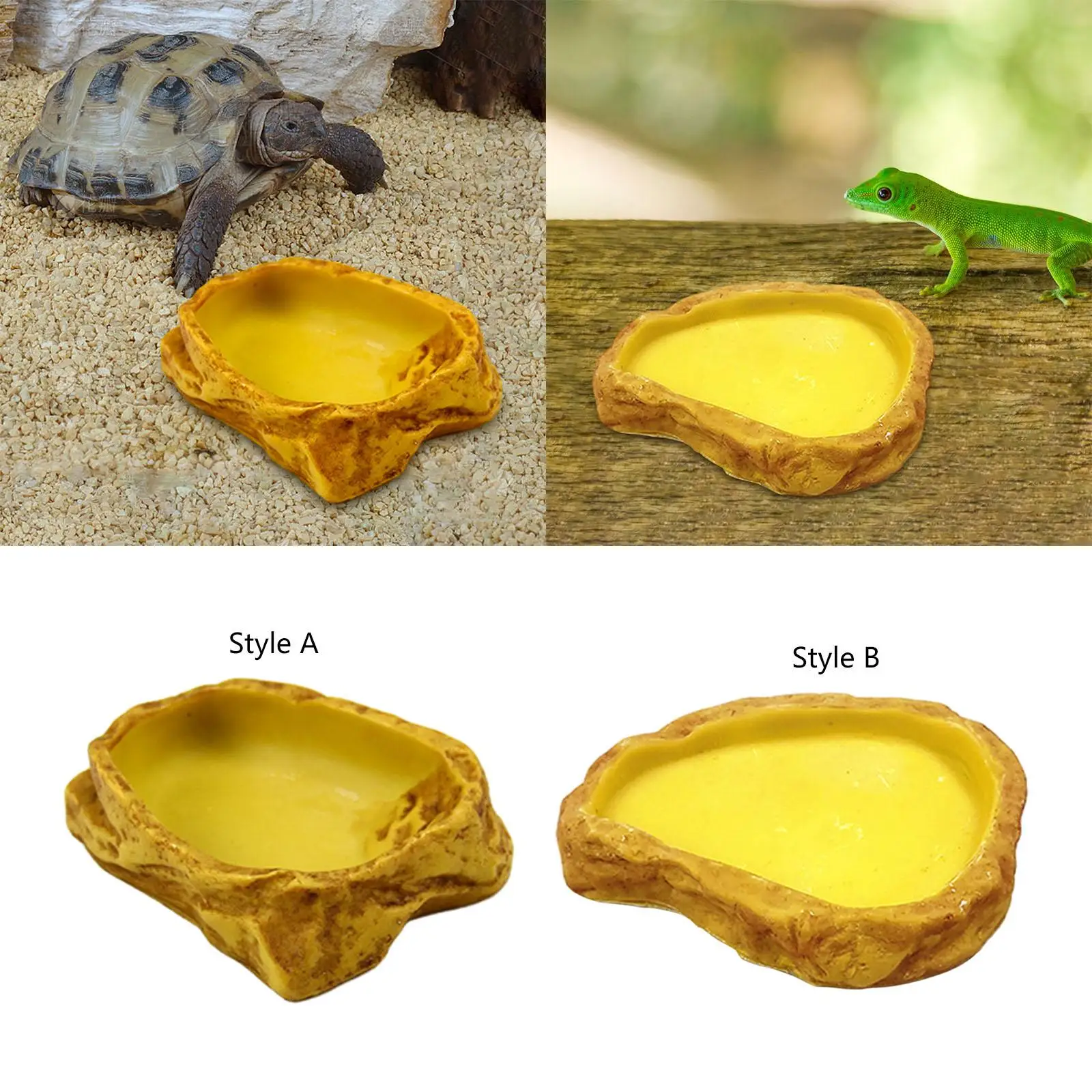 Reptile Water Bowl Decorative Tank Accessory Terrarium Water Dish for Bearded Dragon Turtle Chameleon Tortoise Leopard Gecko