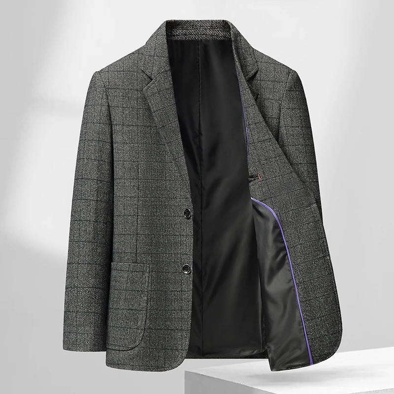 

Мужской вневременной клетчатый пиджак: шиферно-синий/серый/темно-синий/серый костюм Деловой повседневный пиджак Рабочая одежда Повседневная одежда Осень