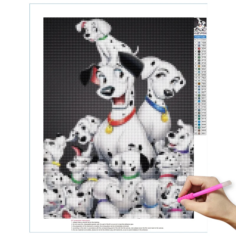 Dalmatians Animal Diamond Painting Disney Dog Full Round Diamond Embroidery Mosaic Cross Stitch Rhinestone Picture Home Decor