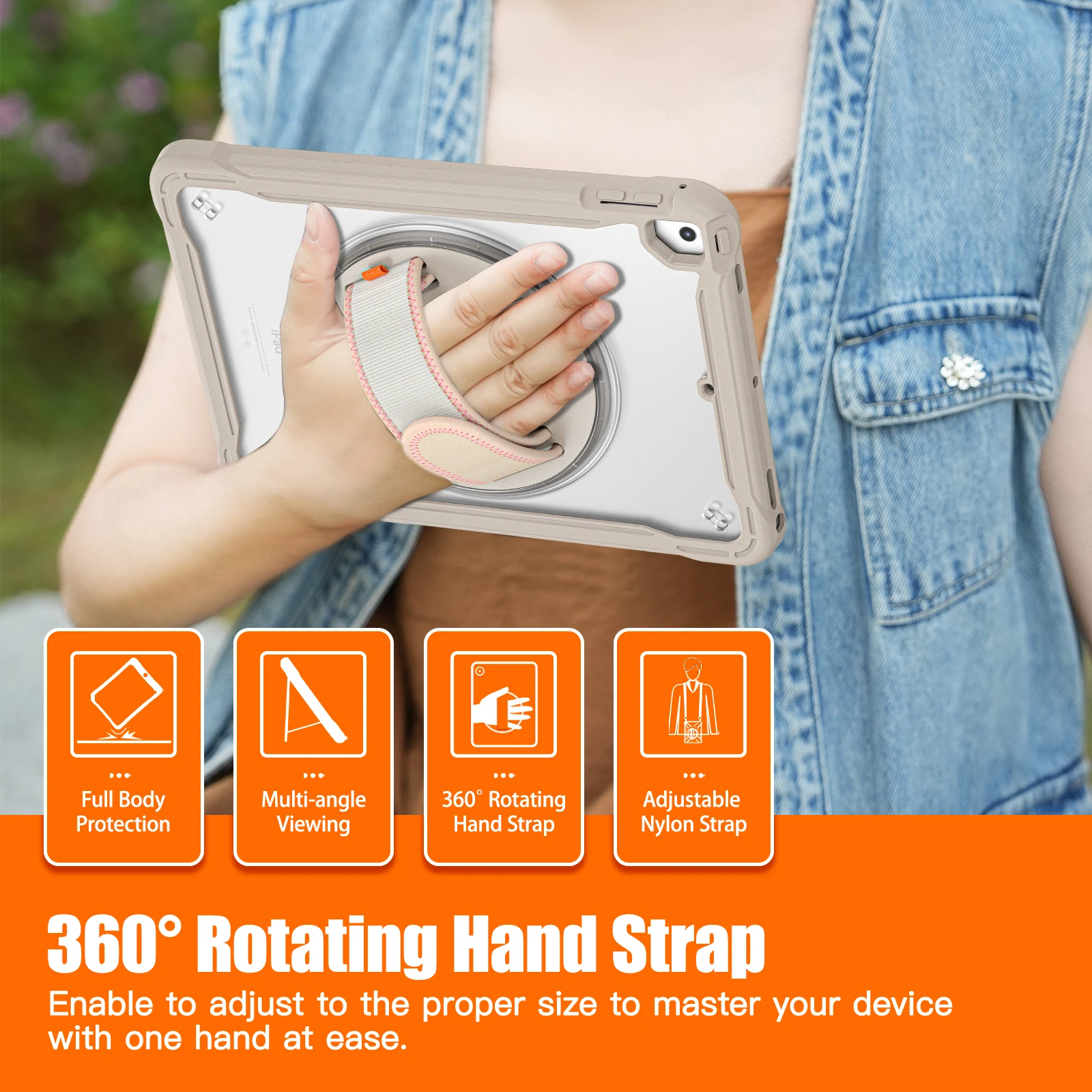 Rotatable Hybrid Stand Case For iPad Air 2 Pro 9.7 2017 2018 5th 6th Generation Heavy Duty Shockproof Cover With Shoulder Strap