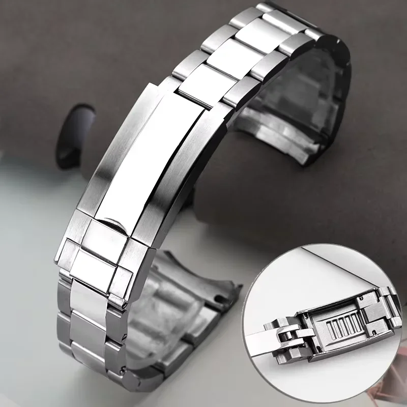 904L Solid Stainless Steel For Rolex SUBMARINER DAYTONA SUP GMT Fine-Tuning Pull Button Clasp Strap 20mm men's Watch Chain