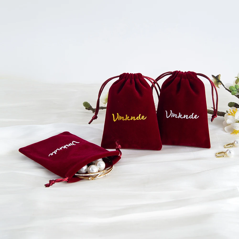 50pcs Small Drawstring Velvet Jewelry Pouches Custom Logo Earrings Perfume Gift Storage Bags Treat Favor Bags for Wedding Party