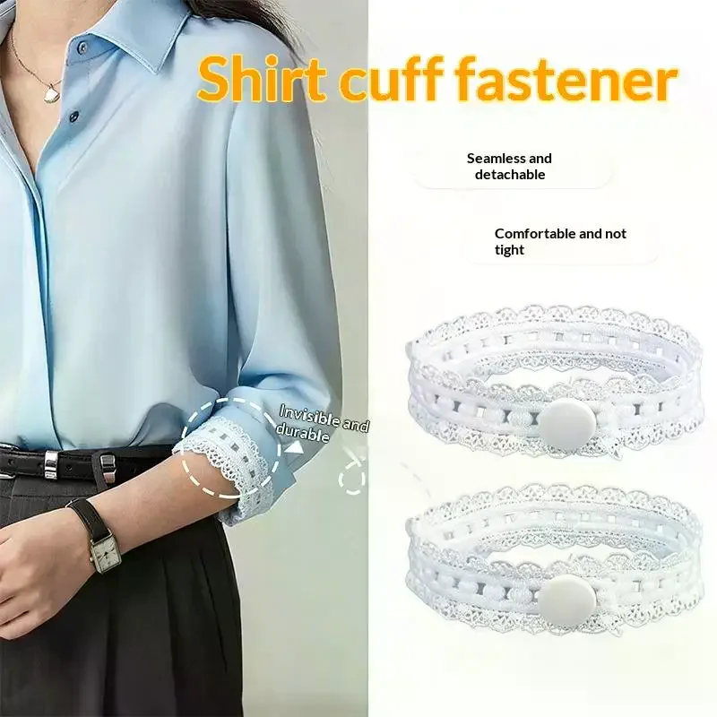 Shirt Sleeve Holders Adjustable No Slip 2/4Pcs No Drill Elastic Sleeve Shortening Bands for Students School Wear
