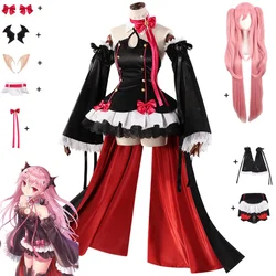 Anime Seraph of The End Krul Tepes Cosplay Costume Vampire Black Red Lolita Dress Wig Adult Woman Sexy Halloween Carnival Suit