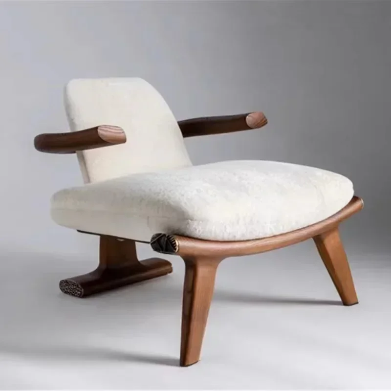NNMedieval Simple Black Walnut Solid Wood Single Chair
