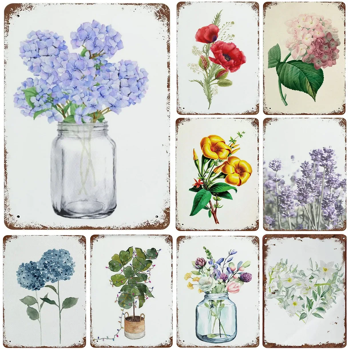 

Metal Tin Retro Sign Vintage Flowers Art Poster Nature Plants Kitchen Garden Home Horticulture Wall Decor for Bars Cafes Pubs