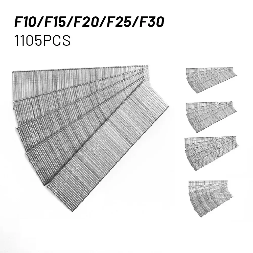 1105Pcs Set F10/F15/F20/F25/F30 Nail Gun Straight Brad Nails 10mm-30mm Stainless Steel Stapler Nailer Staples For Woodworking