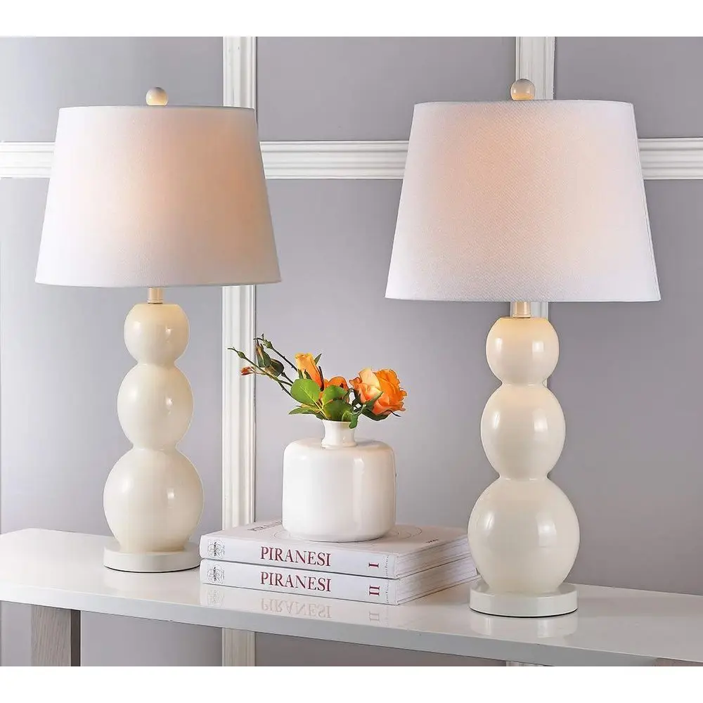 Modern 3-Sphere Grey Glass Table Lamp Set, 28-inch, for Bedroom, Living Room, Office, Nightstand (LED Bulbs Included)