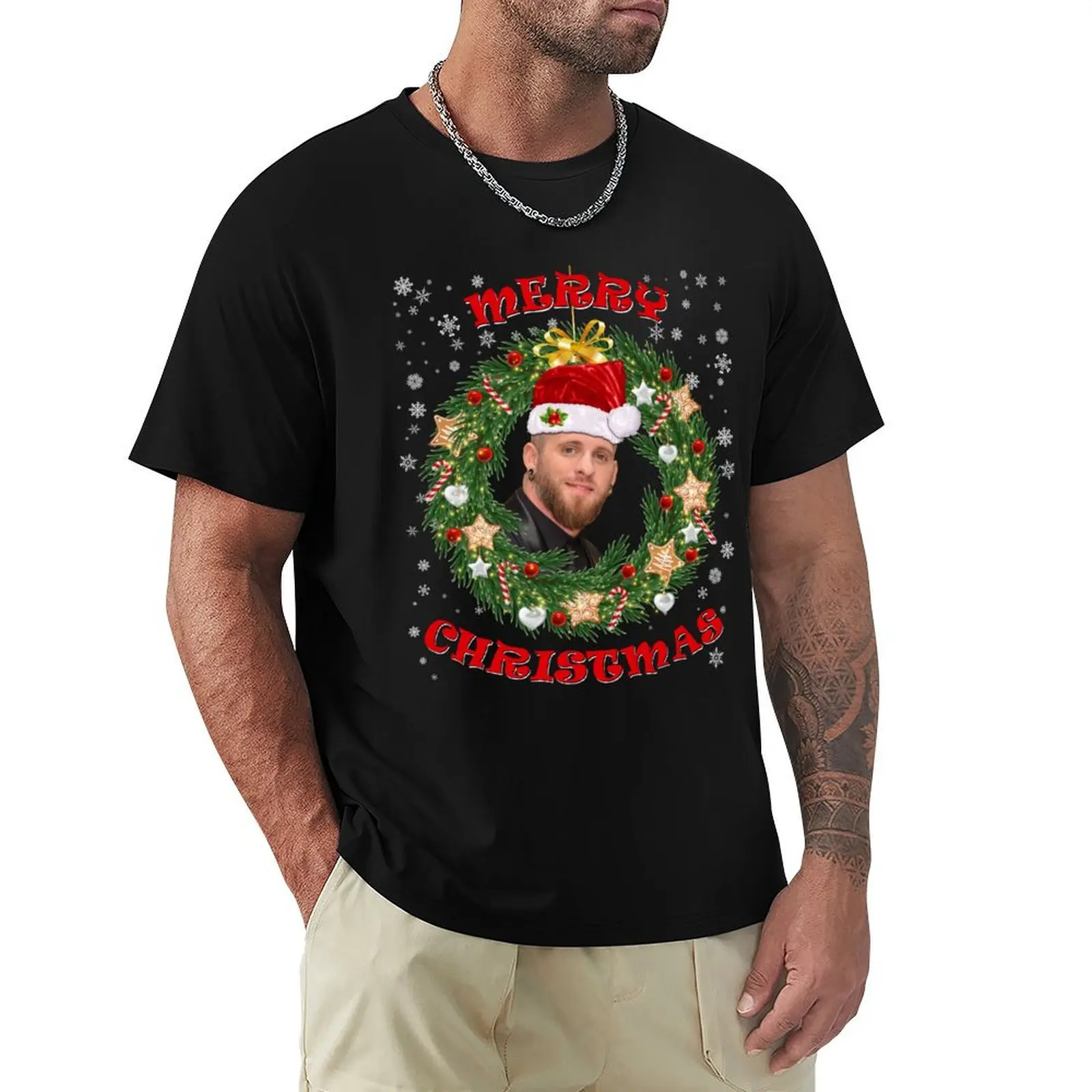 Merry Xmas Brantley Santa Hat and Gilbert Christmas Wreath T-Shirt basketball graphic tees designer shirts mens t shirts