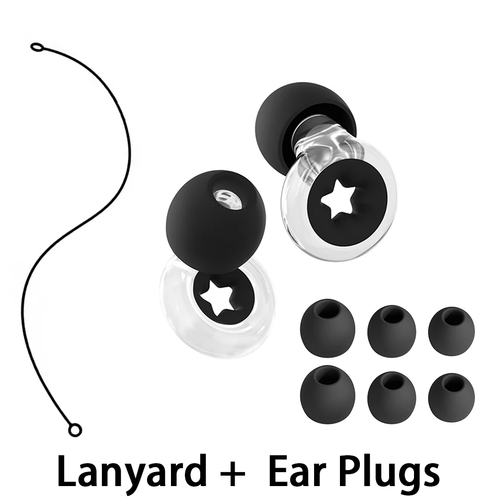 1 Set Silicone Earplugs with Lanyard Ultra Sleep Aid Waterproof Swim & Concert Hearing Protection Earplug Set