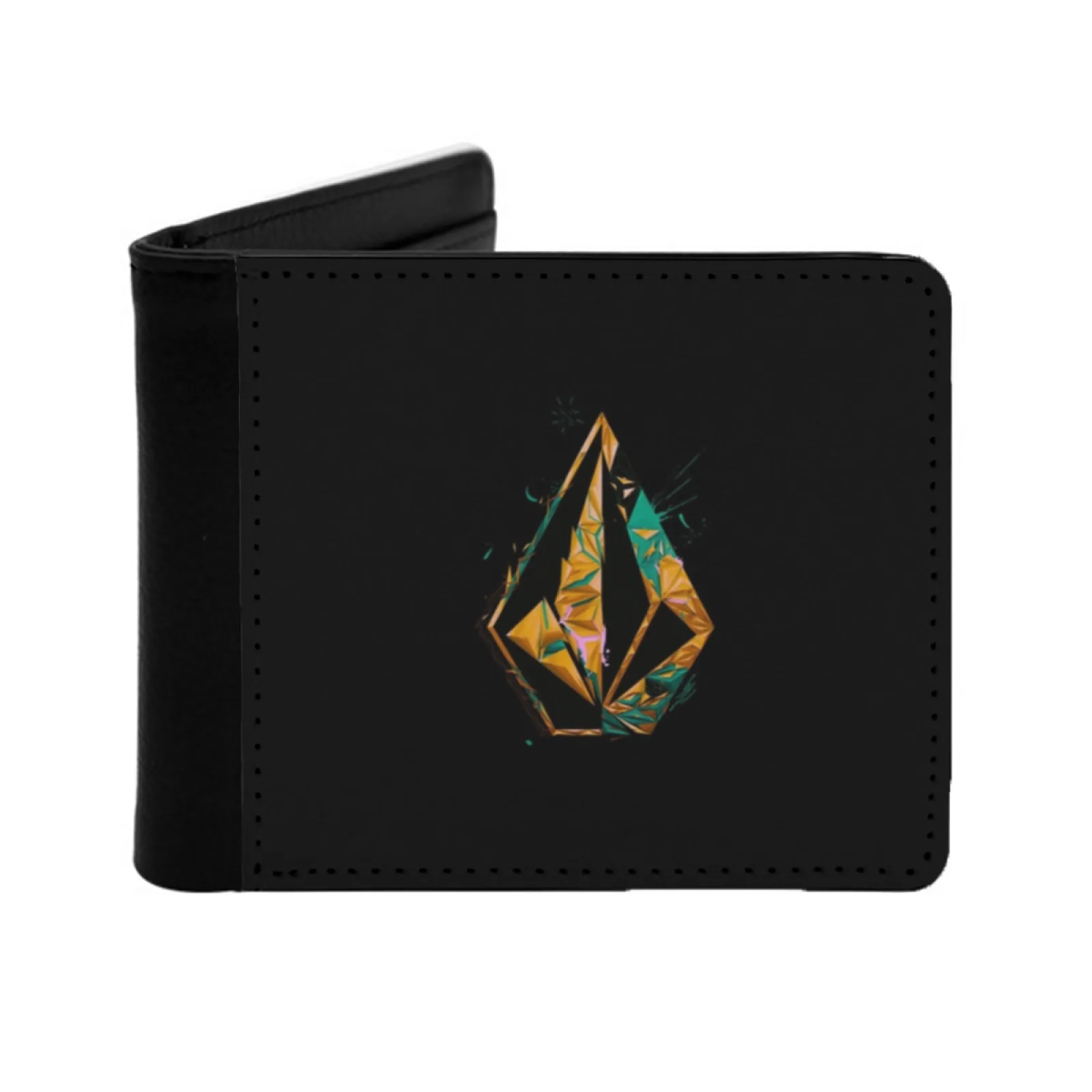 

Golden Diamond Skate Logo Personalized Men's Leather Wallet Credit Card Pouch Purse Logo Brand Lifestyle Broadsports Surf