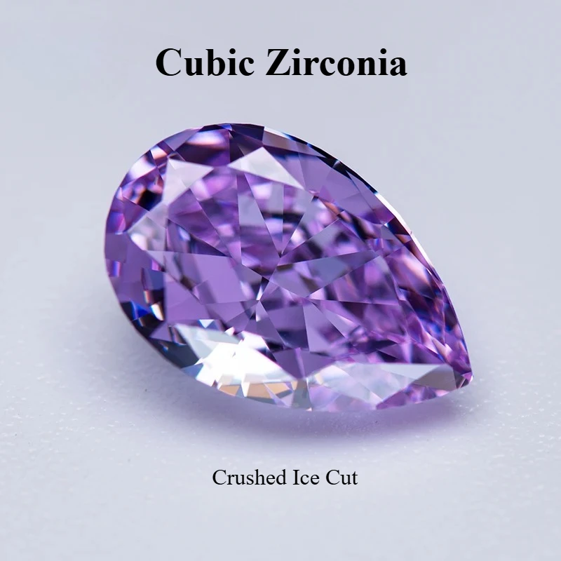 

Cubic Zirconia Stone Purple Color Pear Shape 5A Grade 4k Crushed Ice Cut Extremely Shiny Lab Synthetic Zircon Gemstone