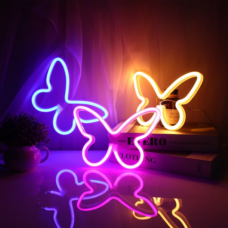 Butterfly LED Neon Light Luminous Christmas Decoration Neon Lamp For Home Living Room Party Wall Decor Festival Adult Kid Gift