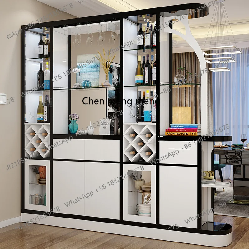 

Modern large apartment living room entrance entrance partition double-sided wine cabinet screen decorative shoe cabinet