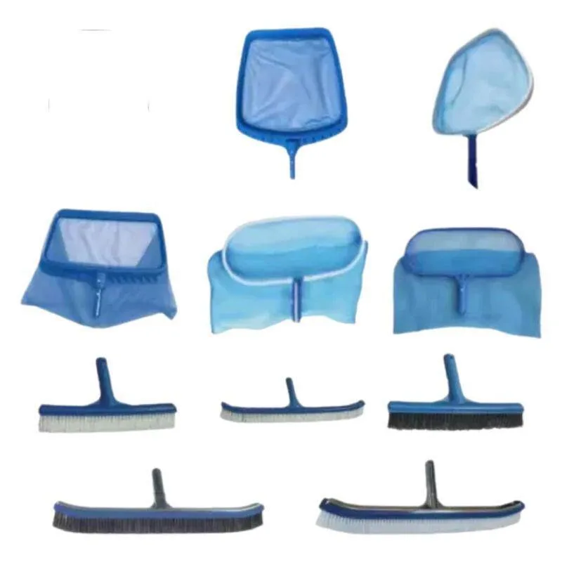 Foldable Pool Maintenance Tool Set, Leaf Skimmer, Floor Brush & Manual Vacuum Head for Floating Debris and Algae Cleaning