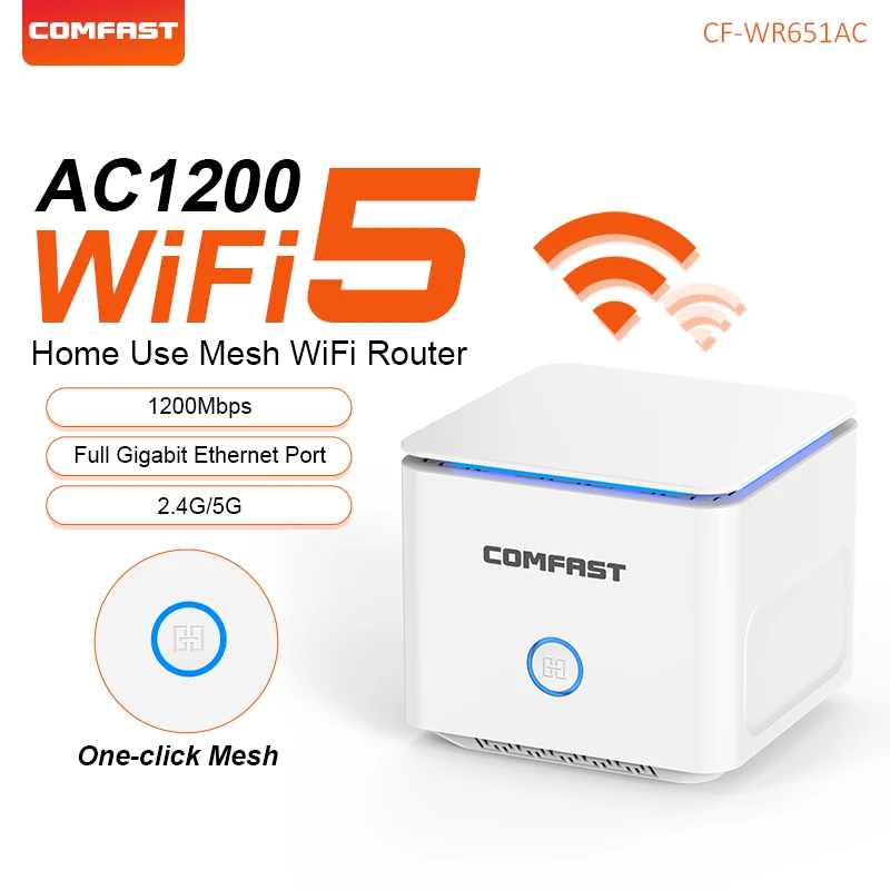 

COMFAST WiFi6 Беспроводной маршрутизатор MESH AC1200 2,4G 5G WiFi 6 Одиночный удлинитель 1200 Мбит/с Домашний Wi-Fi-маршрутизатор Ретранслятор Gigabit WAN LAN Port