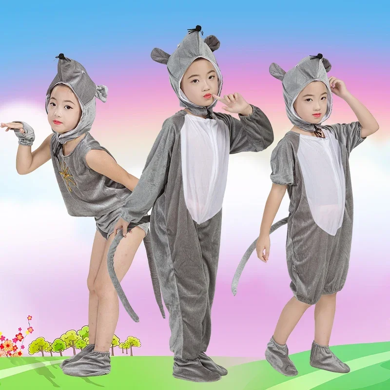 Gray Little Mouse Costumes For Children Animal Cosplay Kids Kindergarten Performance Clothing Cute Dance Costume