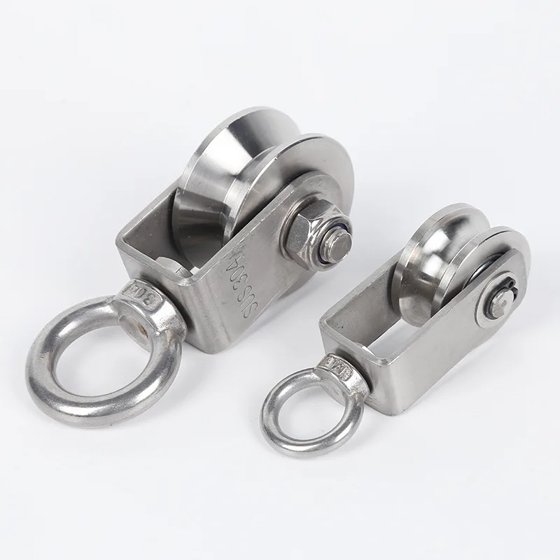 Super-Silent Detachable Rotation Pulley System Gym Traction Wheel U/V Type 304 Stainless Steel Swivel Pulley Duplex Bearing