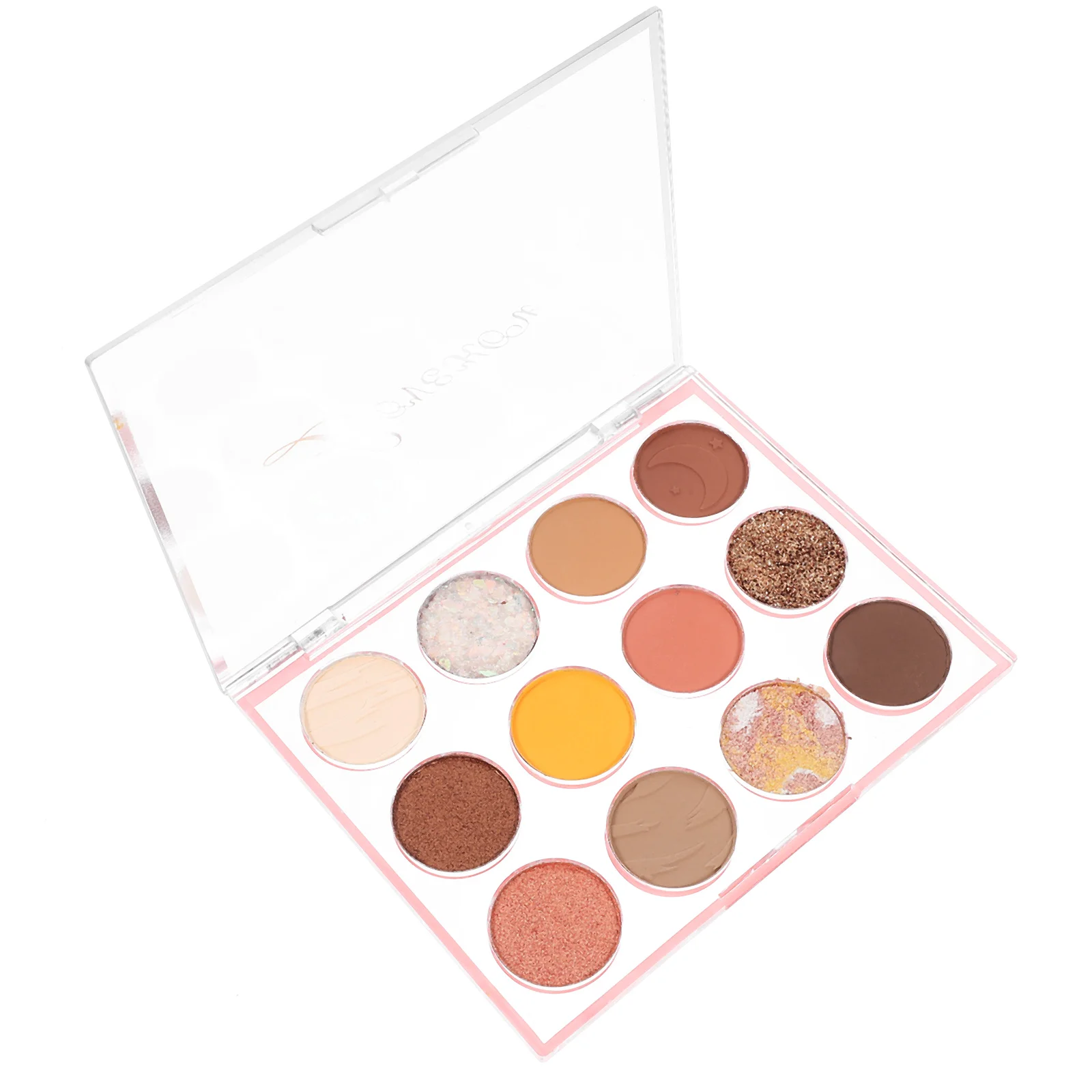 อายแชโดว์ Palette 12 สี Glitter แต่งหน้า Shimmer Powder ขนาดกะทัดรัดน้ําหนักเบาผู้หญิงกลางแจ้ง Highlight Shadow