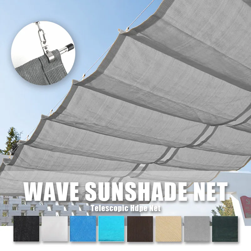 

Wave Telescopic Sunshade Net Outdoor Canopy Sun Shading Sail Retractable Awning Garden Patio Swimming Pool Sunblock Shelter