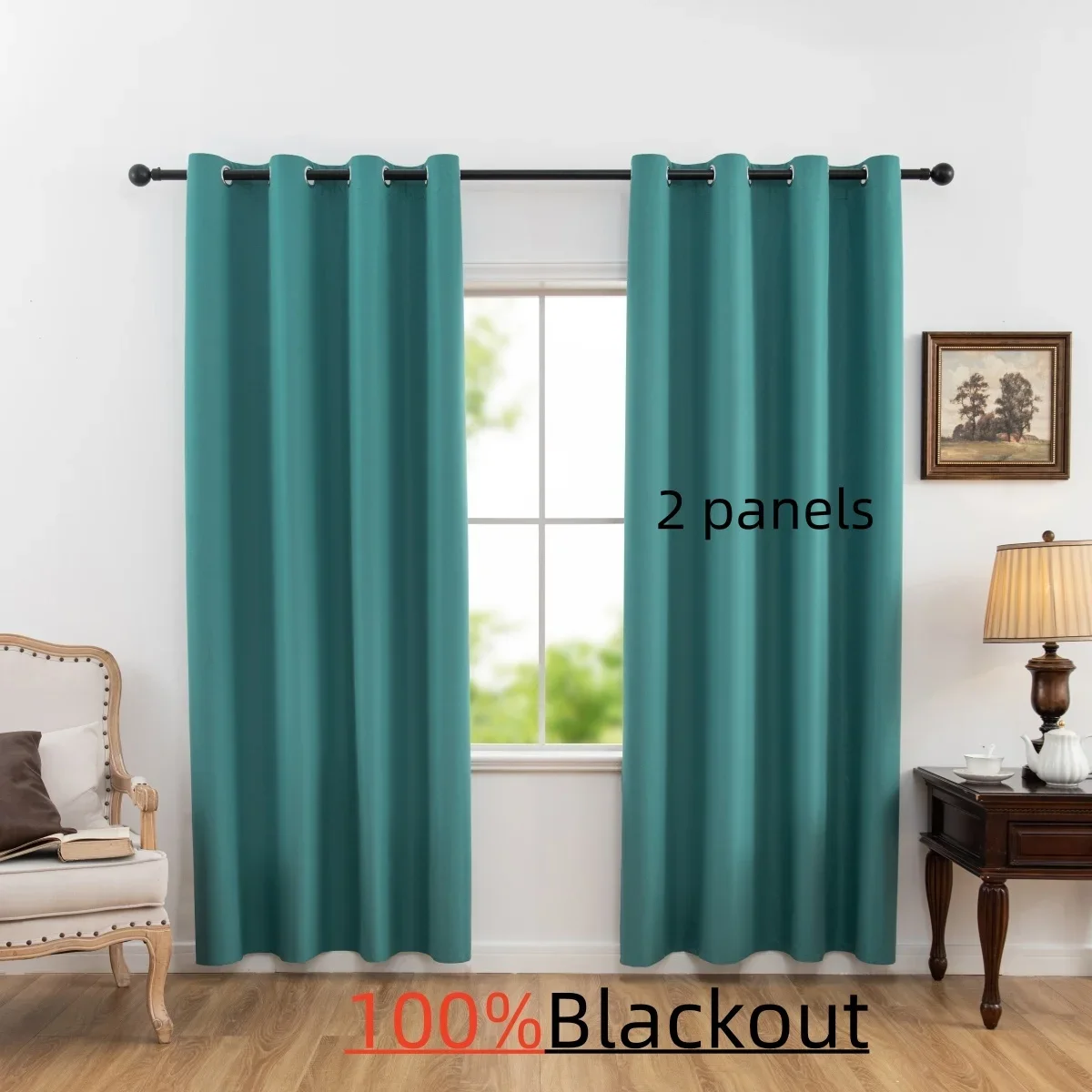 2pcs 100% Blackout Curtains, Thermal Insulated Window Drapes, Window Curtains for Bedroom Living Room, Home Decoration