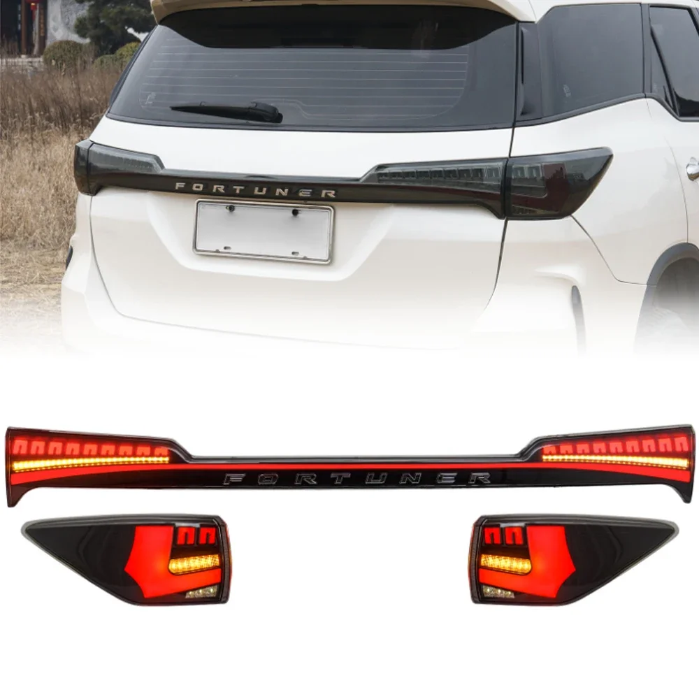 Pop Hot LED Through Tail Lights For Toyota Fortuner 16-23 C Style Full Led DRL Car Taillights Assembly Signal Accessories Lamp