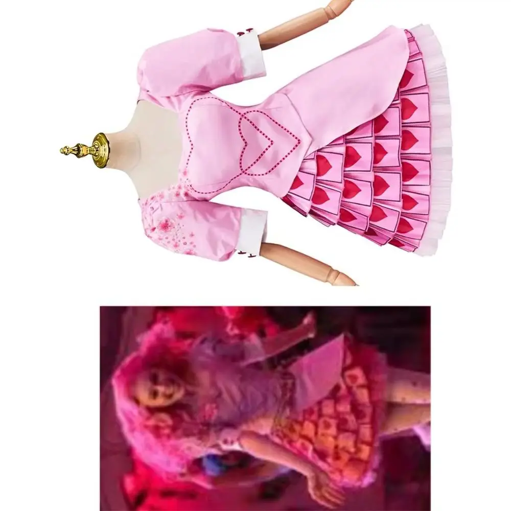 

Pink Princess Bridget Cosplay Costume Queen Cute Hearts Dress Halloween Birthday Party Fancy Ball Gown