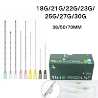 50 Uds tatuaje canula de punta roma 21G 22G 23G 25G 27G 30G 18G Micro agujas para perforación corporal jeringa de 38/50/70MM para relleno inyectável