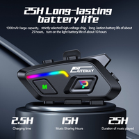 P20 Motorcycle Intercom Helmet Headset 300M Wireless Intercomunicador Moto Walkie Talkie 1000mAh With Ambient Light