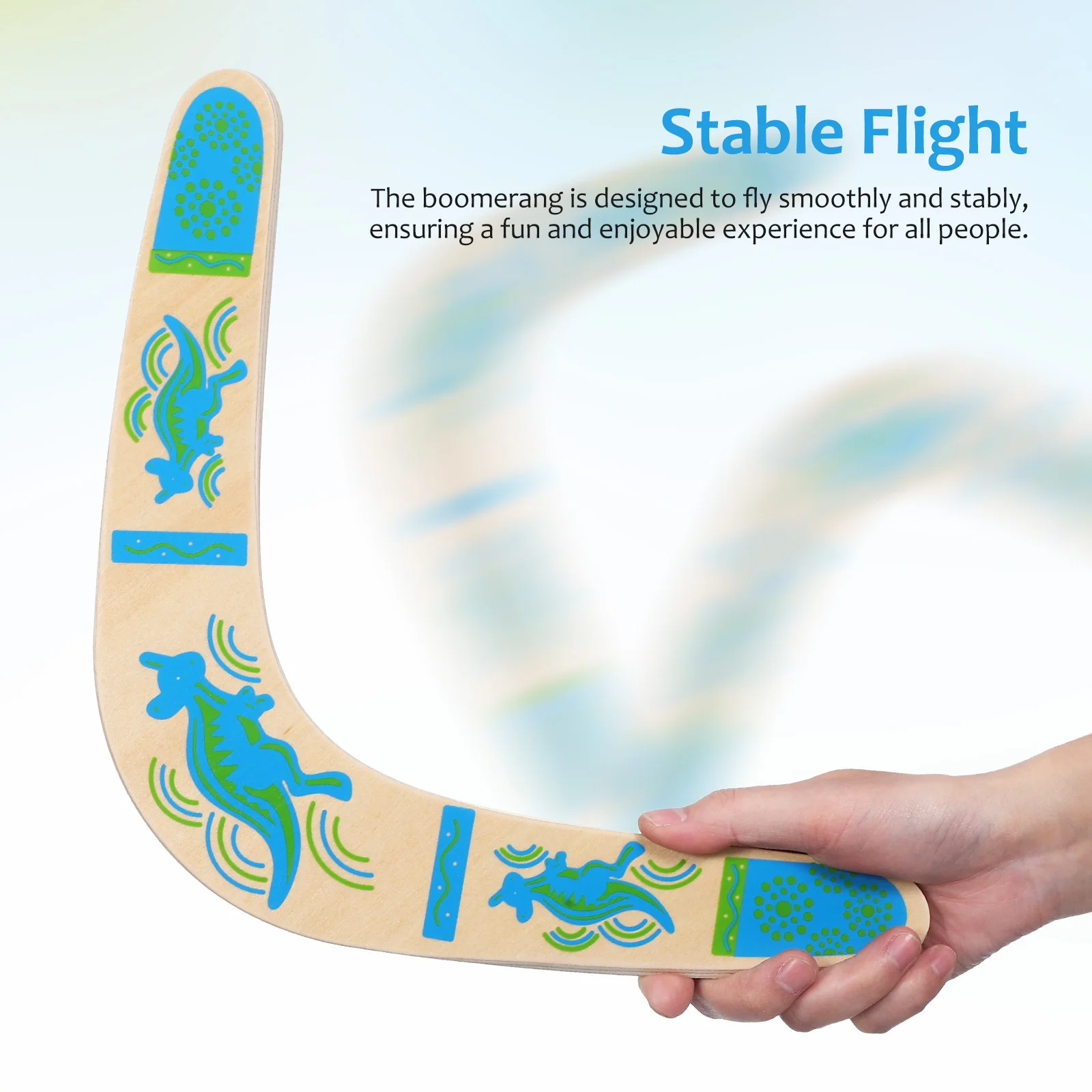 Voos boomerang de madeira 32 5cm de largura, voo estável de madeira, brinquedos voadores leves para crianças, esportes voadores ao ar livre