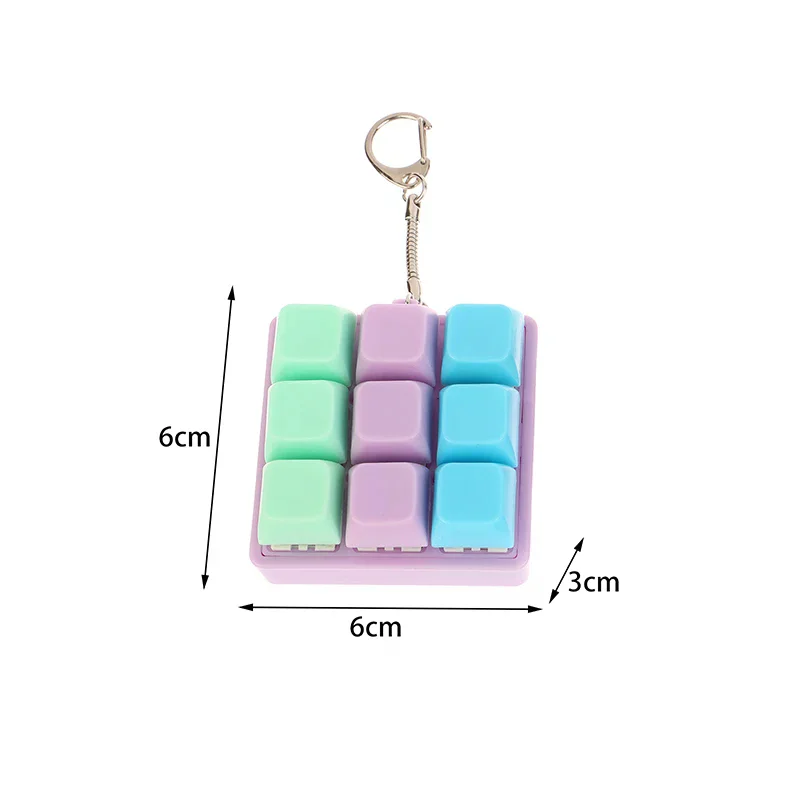 9 Keys Square-Shaped Keyboard Keycaps Keychain Fidget Toy Party Stress Relief DIY Keycaps Toy Keyboard Caps Finger Button Fidget