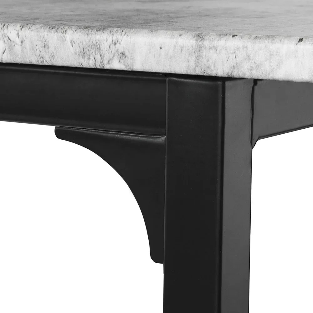 5-piece Set for 4 People, Dining Table with 4 Stools, Breakfast Table in Family Kitchen, Kitchen Counter with Bar Chair (grey) image 5