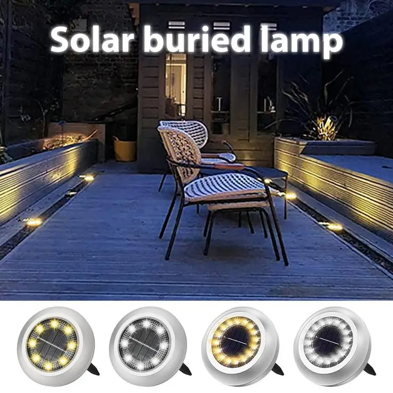 

2pcs Waterproof LED Outdoor Solar Power Ground Light Lighting Control Path Deck Lights Yard Driveway Lawn Garden Decoration Lamp