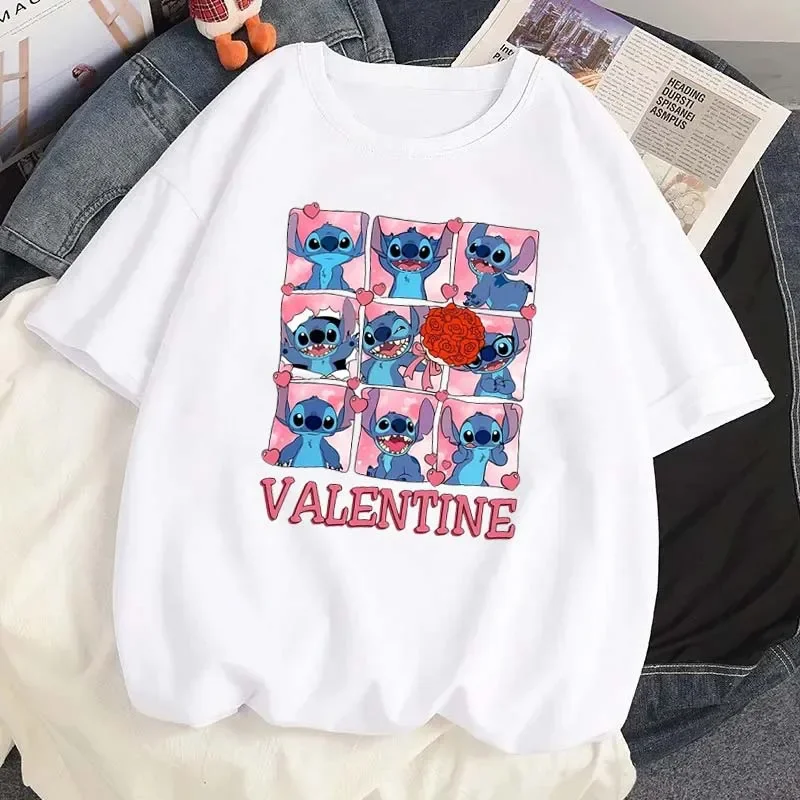 Happy Valentine's Day Love Printed T Shirt Kawaii Cartoon Graphic Short Sleeve T-shirt Summer Women Streetwear Clothes Tee Top