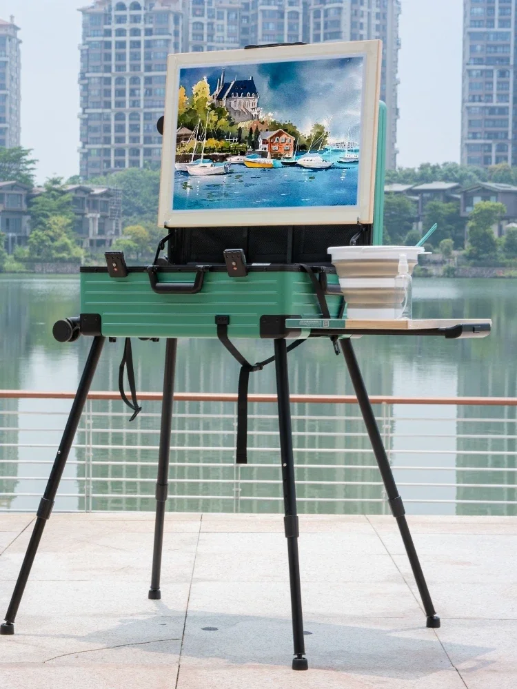 Outdoor mobile foldable painting box rack art storage table large capacity light student oil painting shelf