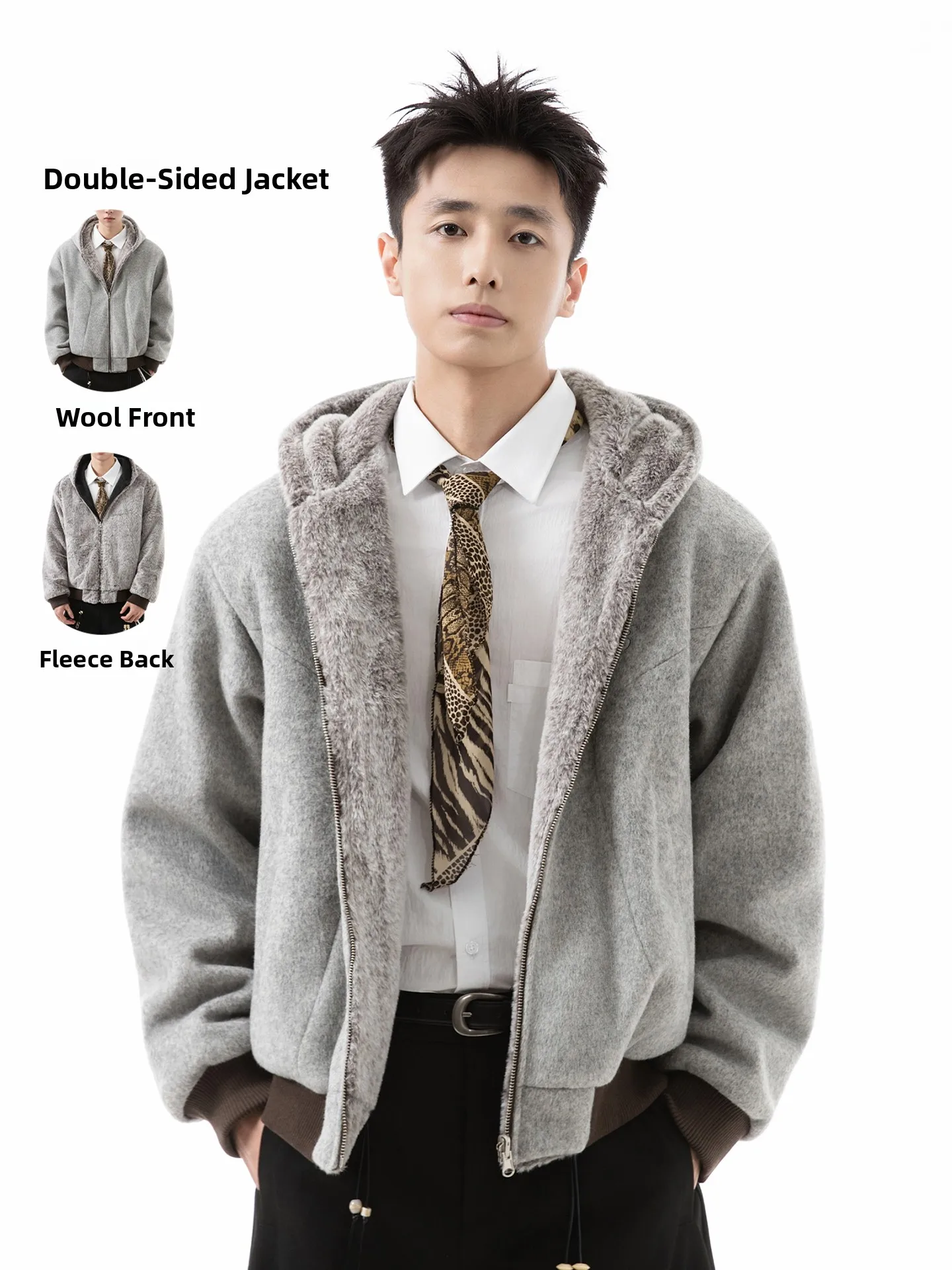 

Тенденция St, двусторонняя одежда в американском стиле ретро, хлопковая куртка с капюшоном из искусственного меха, мужская зимняя теплая хлопковая куртка, верхняя одежда