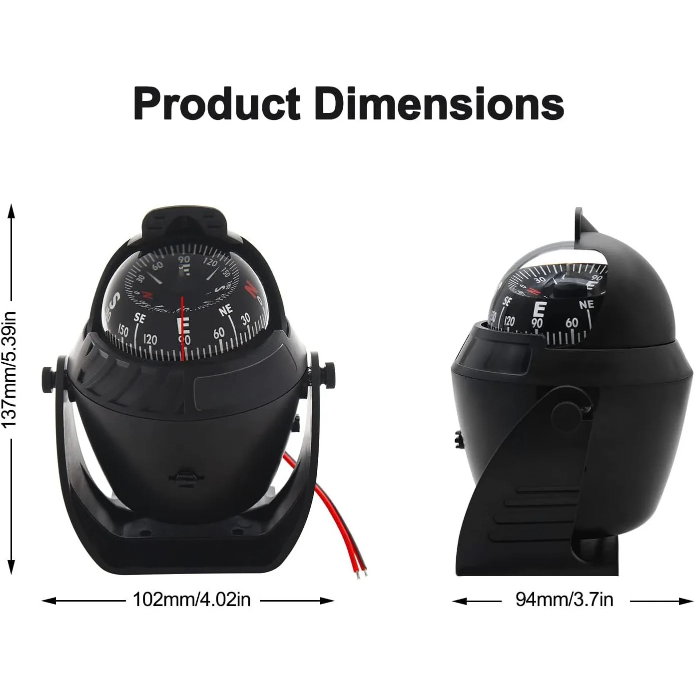 Boat Compass Flush Mount Compass, Marine Compass Dashboard, Dashboard Compass for Boat Car, Illuminated Dash Surface Mount
